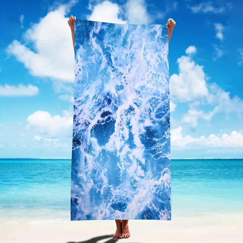 XL Microfiber Beach Towel Quick Dry Soft Absorbent Sea Wave Pattern