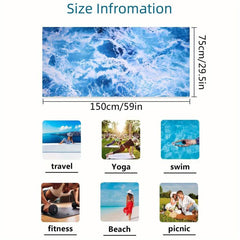 XL Microfiber Beach Towel Quick Dry Soft Absorbent Sea Wave Pattern