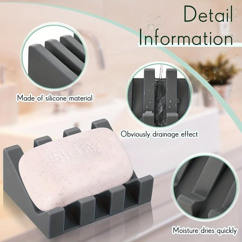 Silicone Soap Dish Self Draining Waterfall Bar Soap Holder