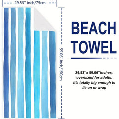 Stripe Pattern Beach Towel Extra Large 59x29 Lightweight Quick Drying