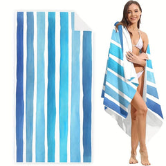 Stripe Pattern Beach Towel Extra Large 59x29 Lightweight Quick Drying