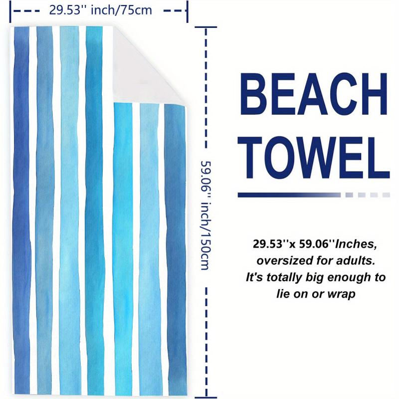 Stripe Pattern Beach Towel Extra Large 59x29 Lightweight Quick Drying