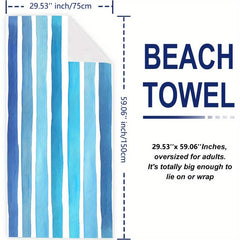 Stripe Pattern Beach Towel Extra Large 59x29 Lightweight Quick Drying