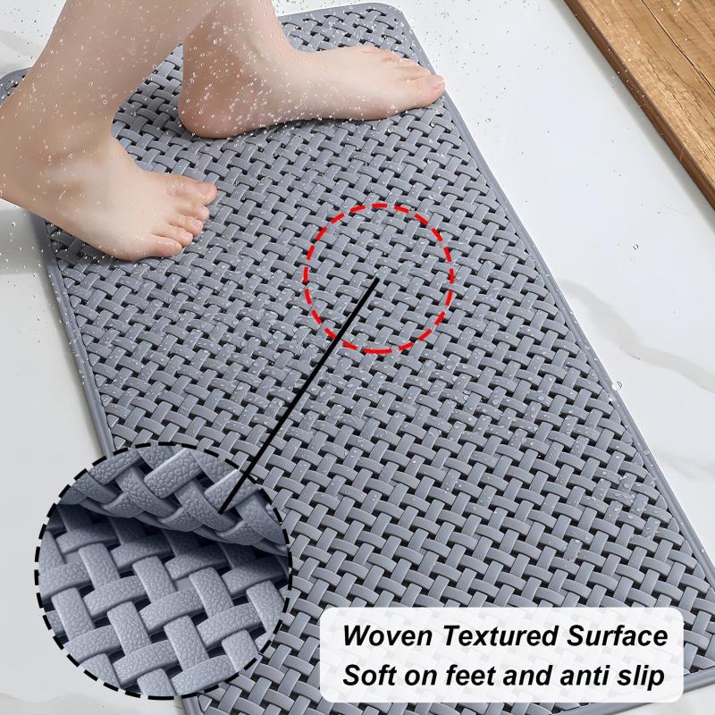 1pc Non-slip Bathtub Mat Woven Style Bath Rug