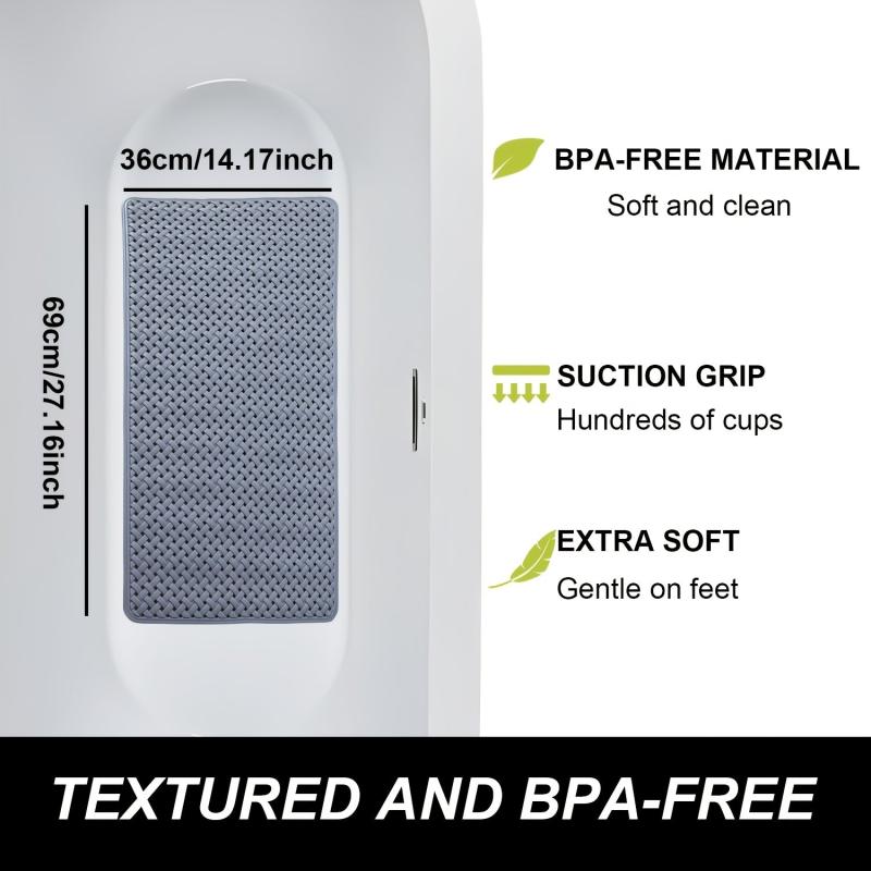 1pc Non-slip Bathtub Mat Woven Style Bath Rug