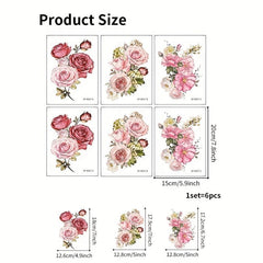 6pcs Pink Flower Bathtub Appliques Non Slip Anti Slip PVC Adhesive Stripe