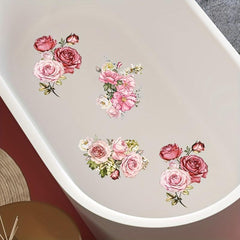 6pcs Pink Flower Bathtub Appliques Non Slip Anti Slip PVC Adhesive Stripe