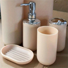 4pc Bathroom Accessory Set Toothbrush Holder Lotion Dispenser Soap Dish