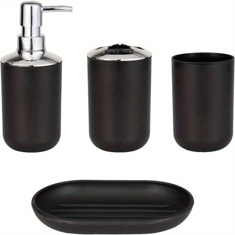 4pc Bathroom Accessory Set Toothbrush Holder Lotion Dispenser Soap Dish