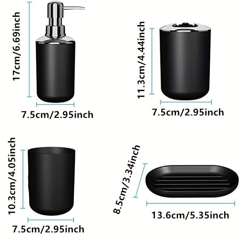4pc Bathroom Accessory Set Toothbrush Holder Lotion Dispenser Soap Dish