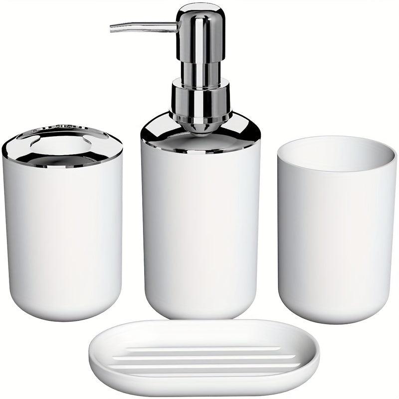 4pc Bathroom Accessory Set Toothbrush Holder Lotion Dispenser Soap Dish
