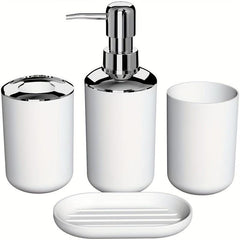 4pc Bathroom Accessory Set Toothbrush Holder Lotion Dispenser Soap Dish