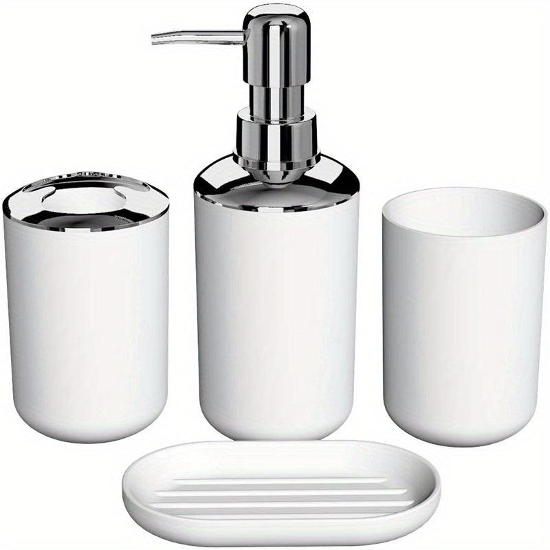 4pc Bathroom Accessory Set Toothbrush Holder Lotion Dispenser Soap Dish