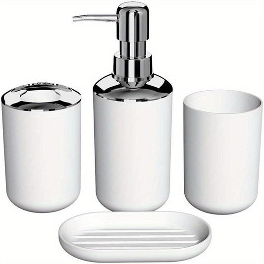 4pc Bathroom Accessory Set Toothbrush Holder Lotion Dispenser Soap Dish