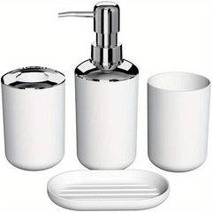 4pc Bathroom Accessory Set Toothbrush Holder Lotion Dispenser Soap Dish