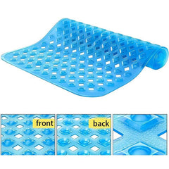 Long Non Slip Suction Cups Bath Rug with Drain Holes