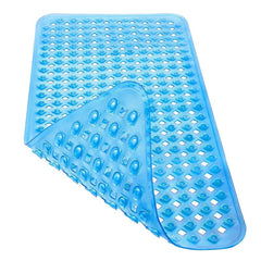 Long Non Slip Suction Cups Bath Rug with Drain Holes