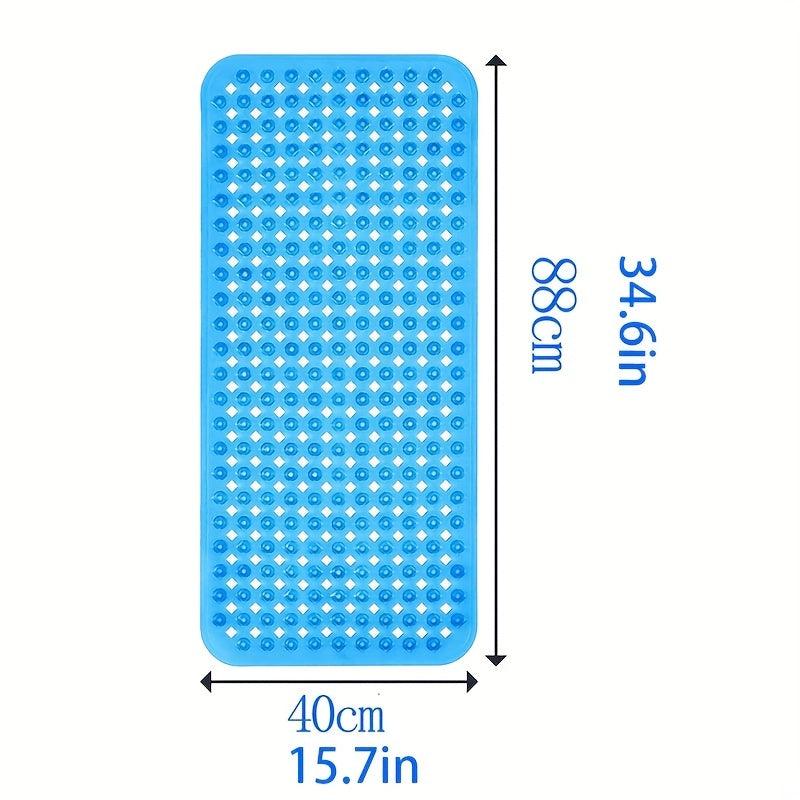 Long Non Slip Suction Cups Bath Rug with Drain Holes