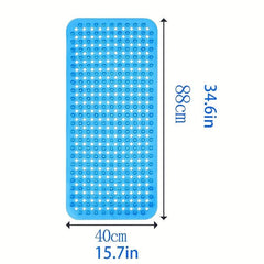 Long Non Slip Suction Cups Bath Rug with Drain Holes