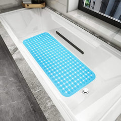 Long Non Slip Suction Cups Bath Rug with Drain Holes