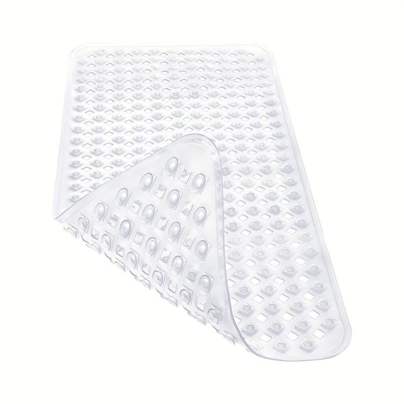 Long Non Slip Suction Cups Bath Rug with Drain Holes