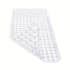 Long Non Slip Suction Cups Bath Rug with Drain Holes