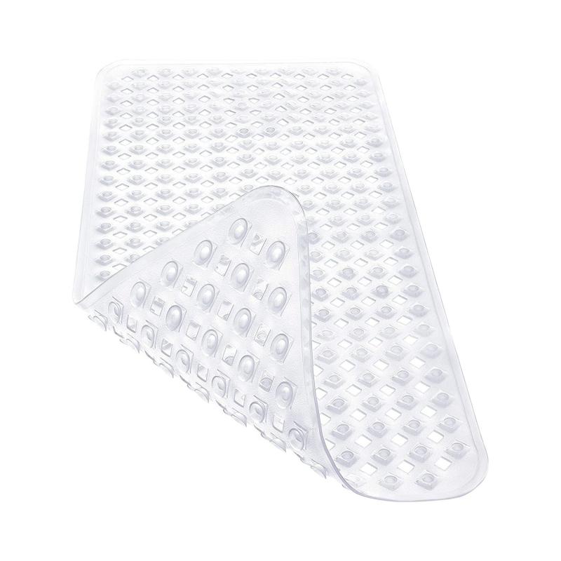 Long Non Slip Suction Cups Bath Rug with Drain Holes