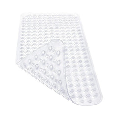 Long Non Slip Suction Cups Bath Rug with Drain Holes