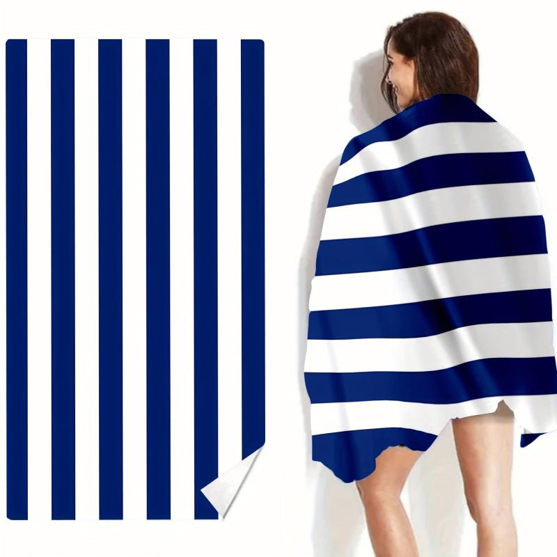 Microfiber Beach Towel Striped Pattern Lightweight & Absorbent