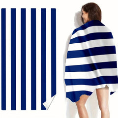 Microfiber Beach Towel Striped Pattern Lightweight & Absorbent