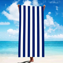 Microfiber Beach Towel Striped Pattern Lightweight & Absorbent