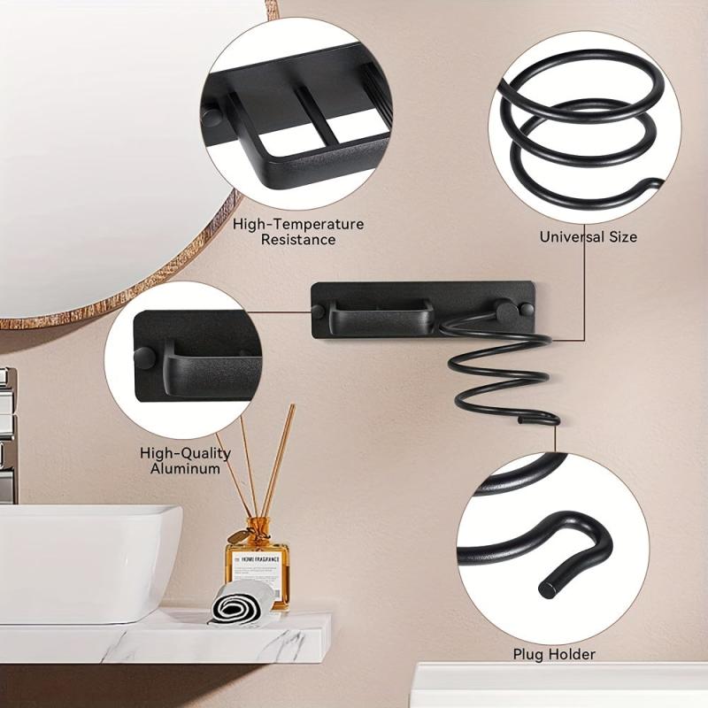 Wall Mounted Hair Dryer and Curling Iron Storage Rack