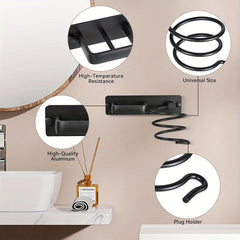 Wall Mounted Hair Dryer and Curling Iron Storage Rack