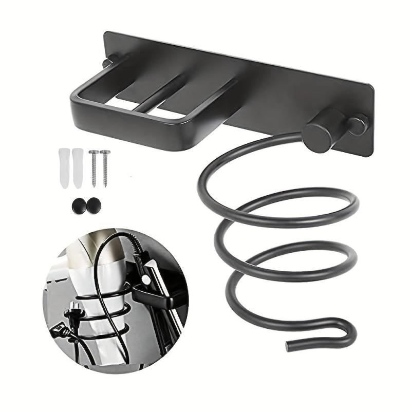 Wall Mounted Hair Dryer and Curling Iron Storage Rack