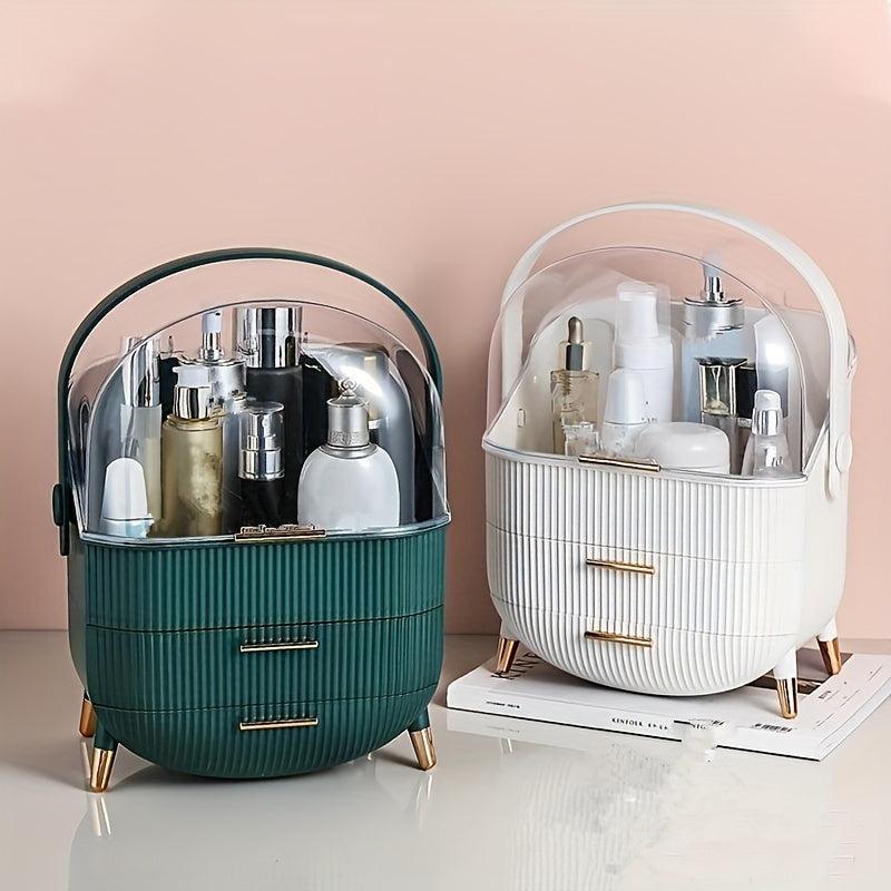 Large Capacity Cosmetic Storage Box with Lid and Drawer