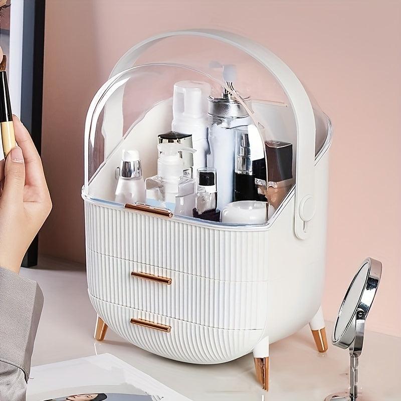 Large Capacity Cosmetic Storage Box with Lid and Drawer