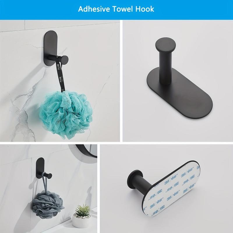 4pcs Bathroom Hardware Set Wall Mounted Towel Bar Ring Toilet Paper Holder Hooks