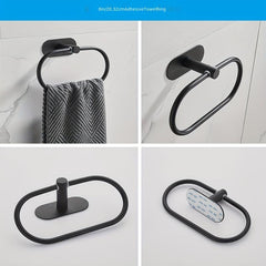 4pcs Bathroom Hardware Set Wall Mounted Towel Bar Ring Toilet Paper Holder Hooks