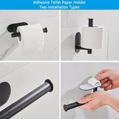4pcs Bathroom Hardware Set Wall Mounted Towel Bar Ring Toilet Paper Holder Hooks
