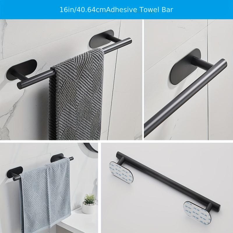 4pcs Bathroom Hardware Set Wall Mounted Towel Bar Ring Toilet Paper Holder Hooks