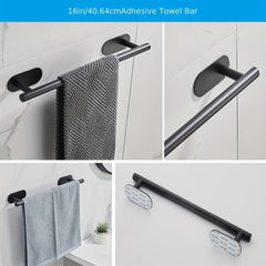 4pcs Bathroom Hardware Set Wall Mounted Towel Bar Ring Toilet Paper Holder Hooks
