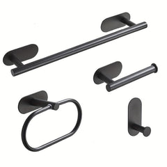 4pcs Bathroom Hardware Set Wall Mounted Towel Bar Ring Toilet Paper Holder Hooks