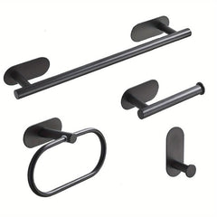 4pcs Bathroom Hardware Set Wall Mounted Towel Bar Ring Toilet Paper Holder Hooks
