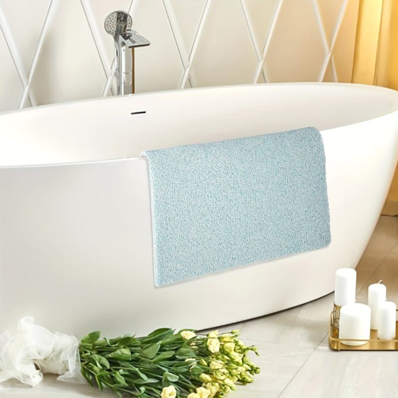 Bathroom Non-slip Loofah Surface Floor Mat - Square Shower Toilet Rug