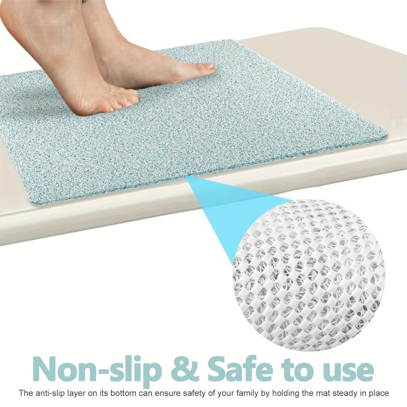 Bathroom Non-slip Loofah Surface Floor Mat - Square Shower Toilet Rug