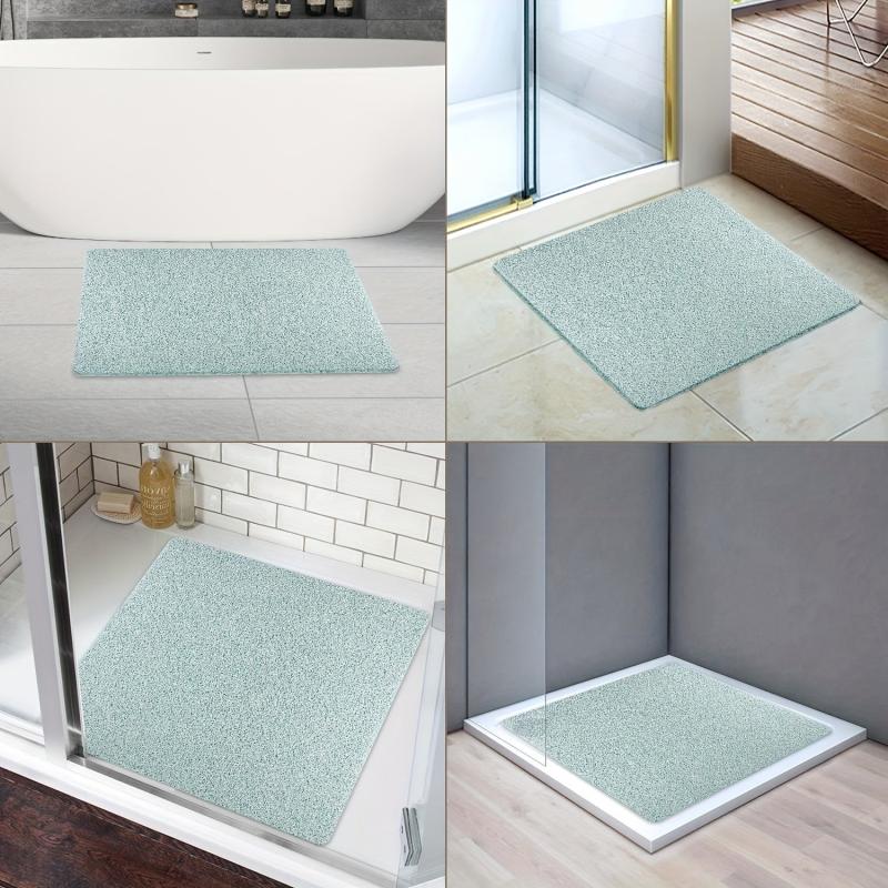 Bathroom Non-slip Loofah Surface Floor Mat - Square Shower Toilet Rug