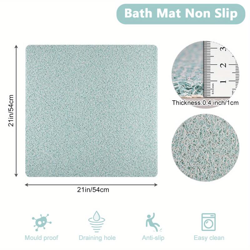 Bathroom Non-slip Loofah Surface Floor Mat - Square Shower Toilet Rug