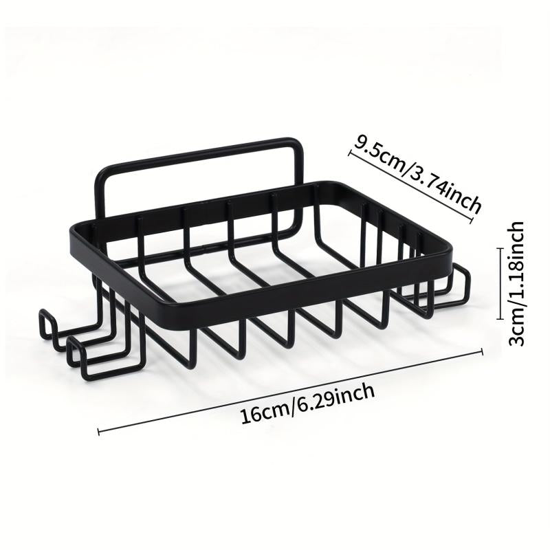 Shower Caddy Basket Shelf Soap Holder Towel Hooks No Drilling Adhesive