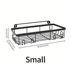 Shower Caddy Basket Shelf Soap Holder Towel Hooks No Drilling Adhesive