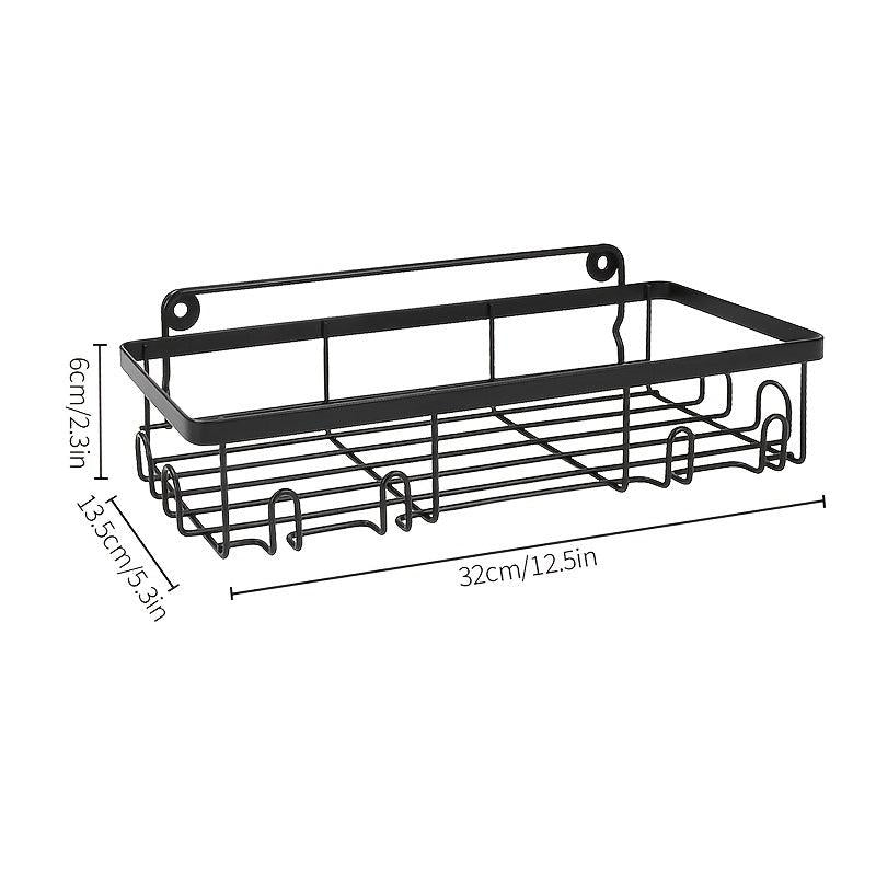 Shower Caddy Basket Shelf Soap Holder Towel Hooks No Drilling Adhesive